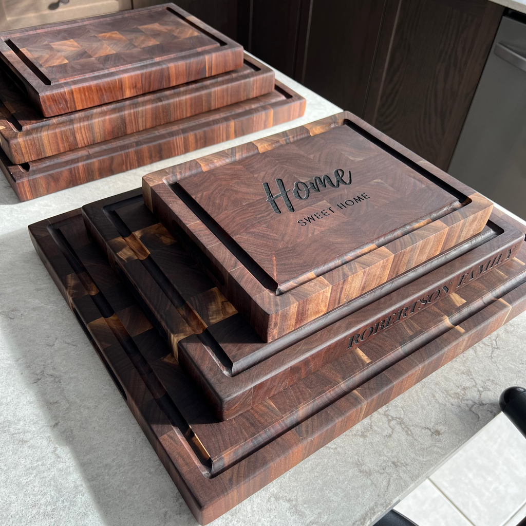 Custom Engraved Black Walnut Endgrain Cutting Board | Charcuterie | Butcher Block