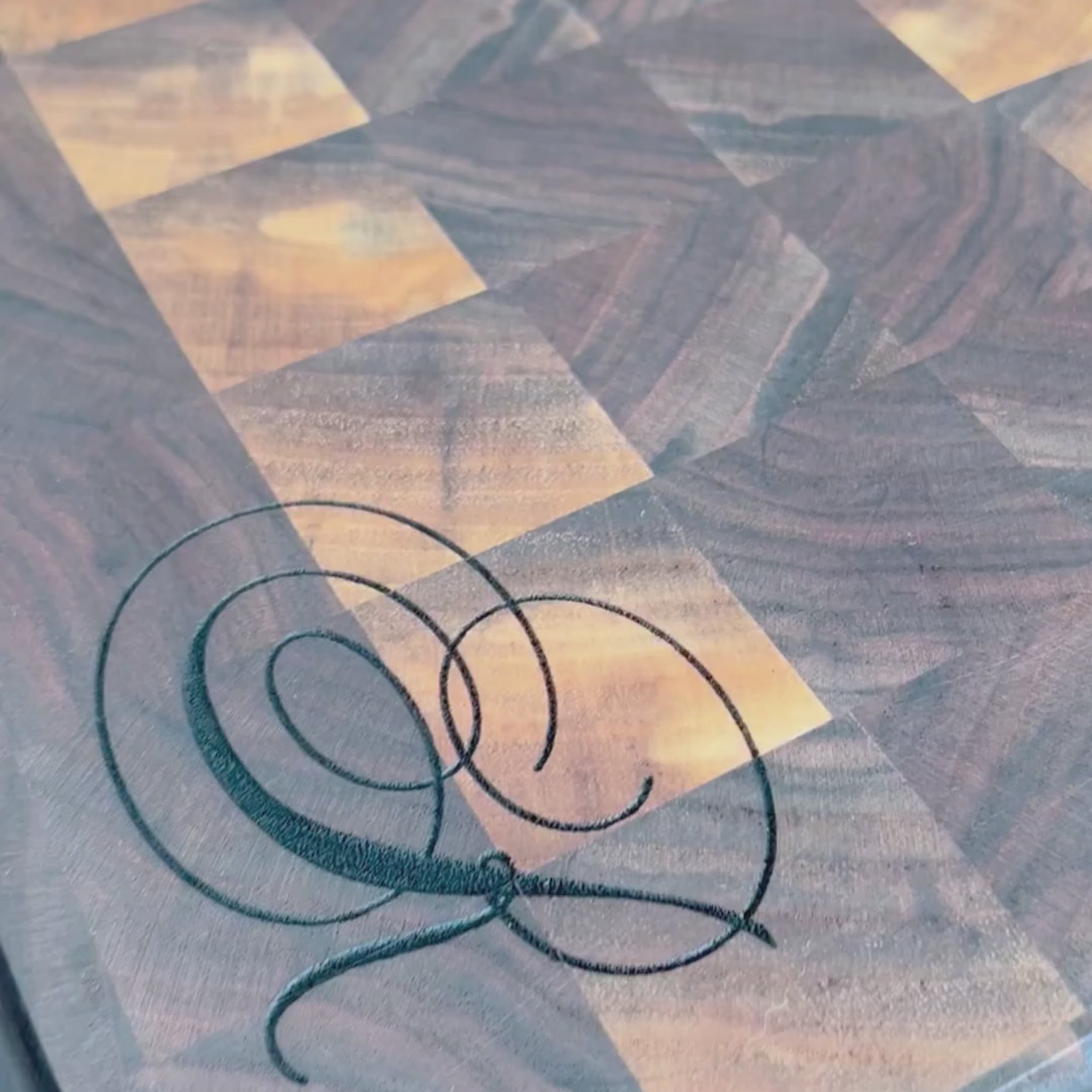 Custom engraved black walnut endgrain cutting board charcuterie butcher block